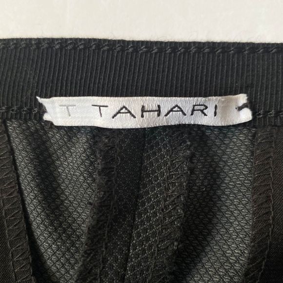 T Tahari Pants Womens Dark Gray Black Size 2 Zip Pockets Elastic Waist Slacks - Picture 9 of 15